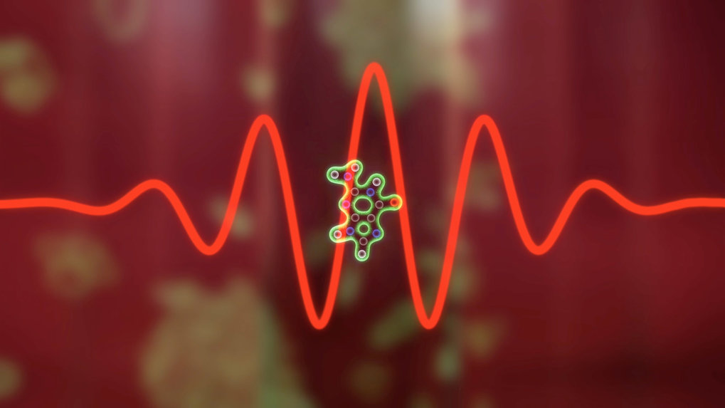 a light wave excites a molecule in blood 