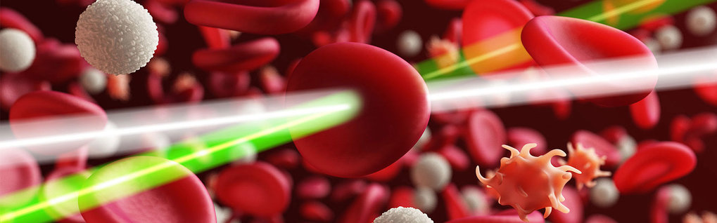 Graphic showing how a laser passes through a blood cell