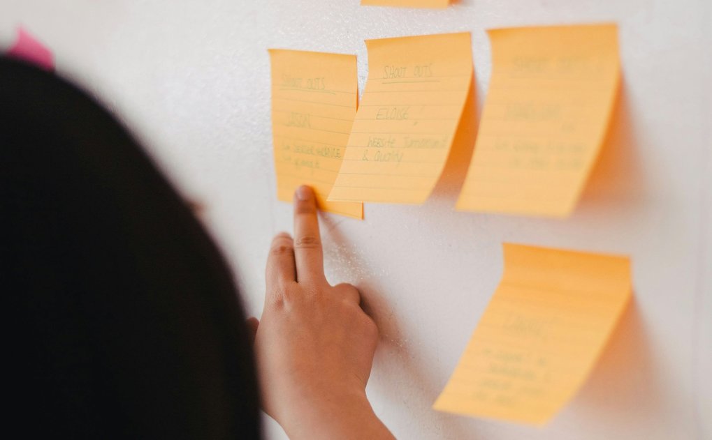 Post-Its on a Whiteboard.