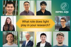 collage of IMPRS-APS students with the question "What role does light play in your research?"